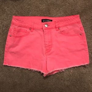 Bright Coral Jean Shorts